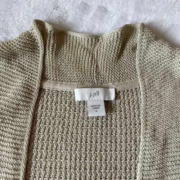 J. Jill Linen Blend Knit Lightweight Open Front Beach Cardigan Size L Neutral - Picture 4 of 10